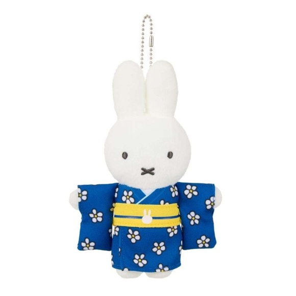 Sekiguchi Miffy Kimono Keychain Plush Toy Flower Pattern Blue Japan - NEW - Picture 1 of 5